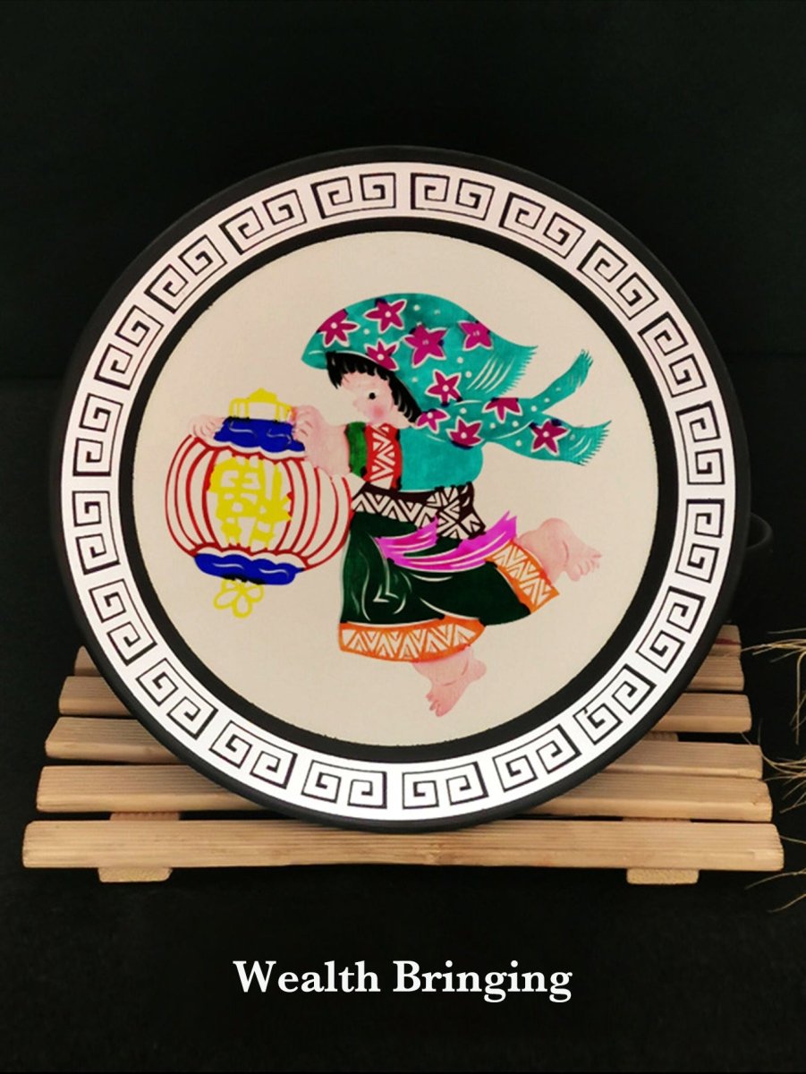 Walnut Frame Art: UNESCO Paper - Cutting Folk Art & Eco Luxury Gift - Yomkey