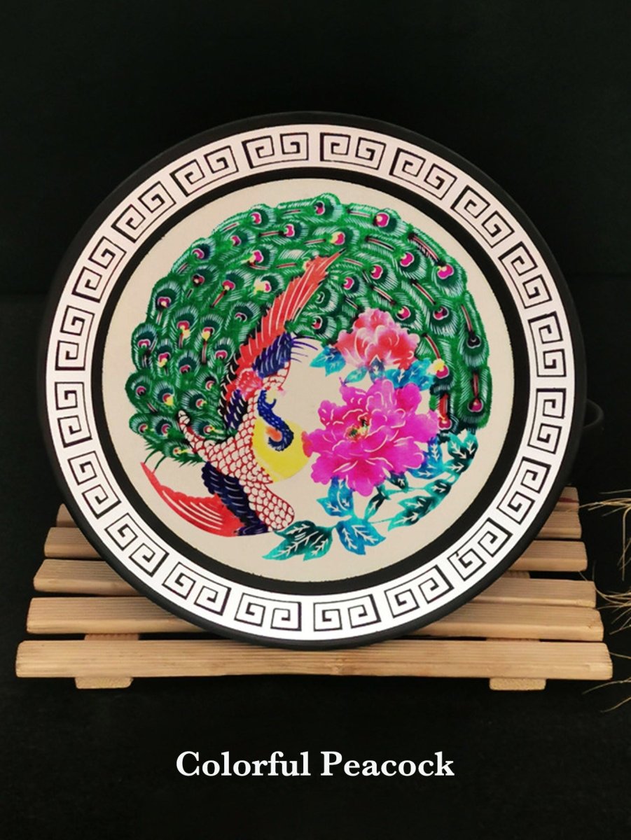 Walnut Frame Art: UNESCO Paper - Cutting Folk Art & Eco Luxury Gift - Yomkey