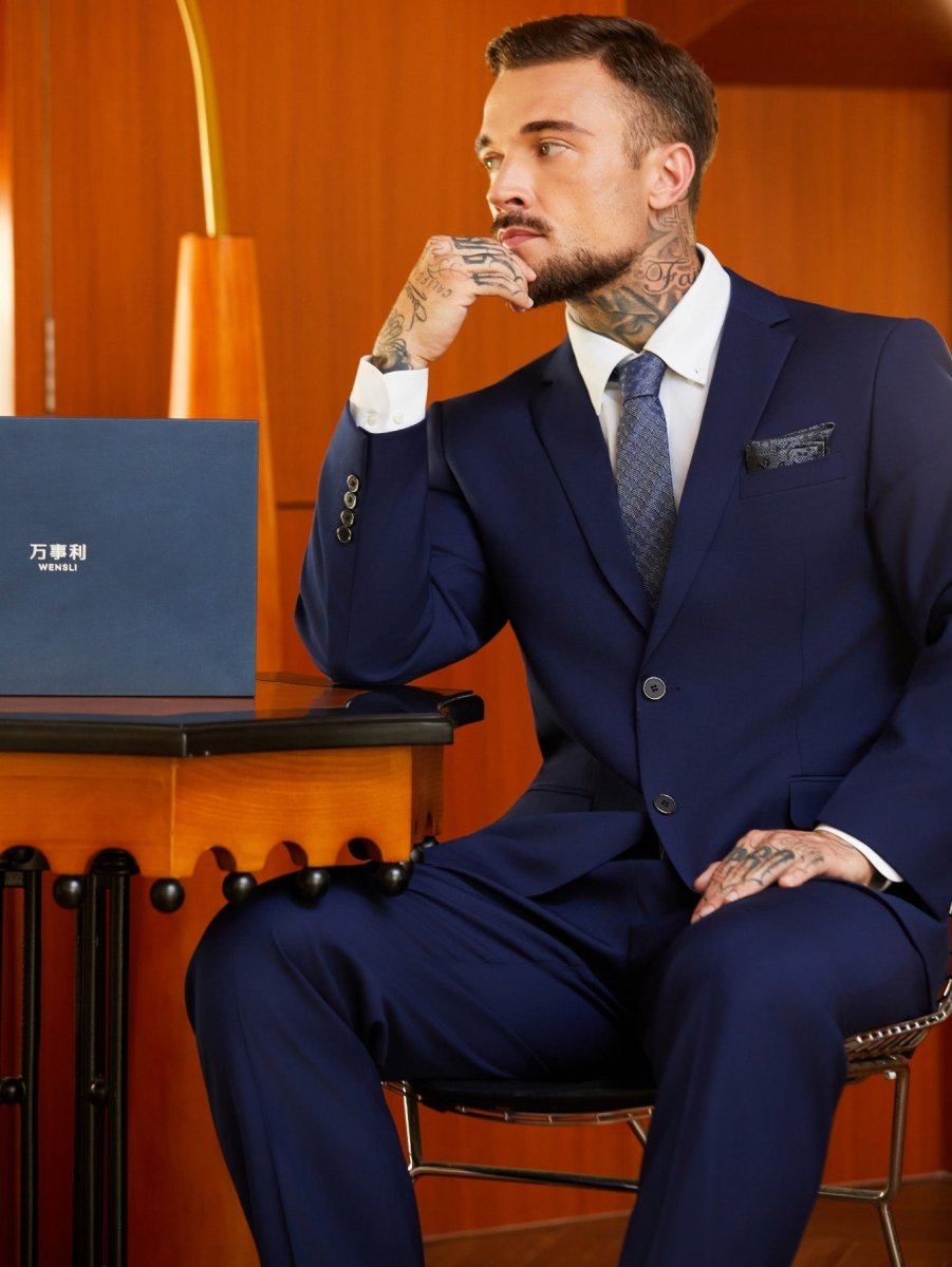 Wensli Frida Silk Tie | Navy Woven Jacquard | Modern Executive Wear - Yomkey