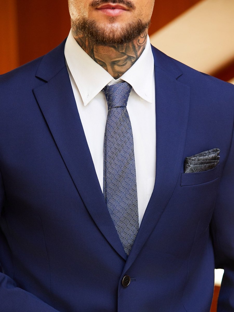 Wensli Frida Silk Tie | Navy Woven Jacquard | Modern Executive Wear - Yomkey
