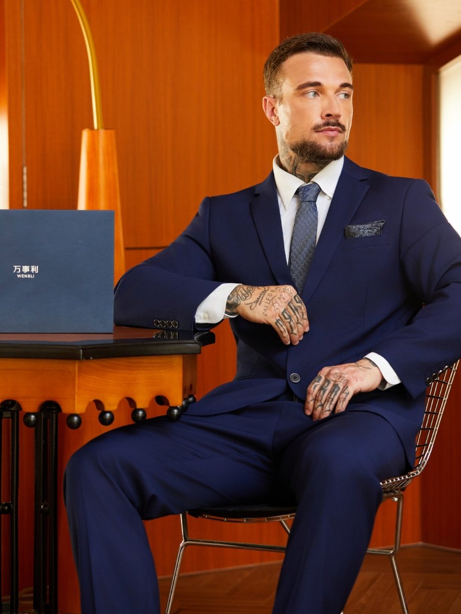 Wensli Frida Silk Tie | Navy Woven Jacquard | Modern Executive Wear - Yomkey