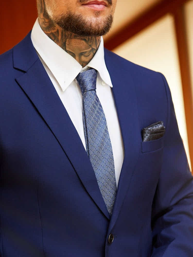 Wensli Frida Silk Tie | Navy Woven Jacquard | Modern Executive Wear - Yomkey
