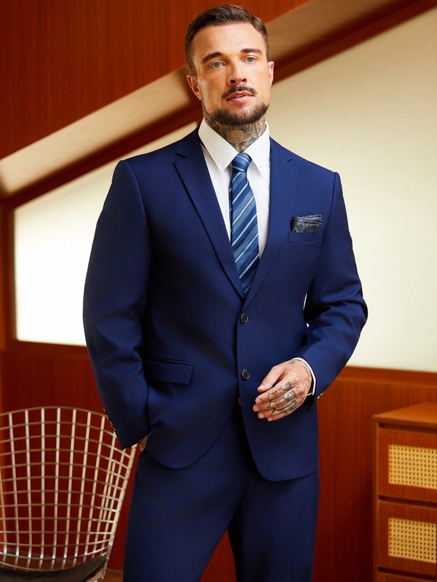 Wensli Lulutong Striped Silk Tie | Navy Yarn - Dyed Jacquard | Executive Neckwear - Yomkey