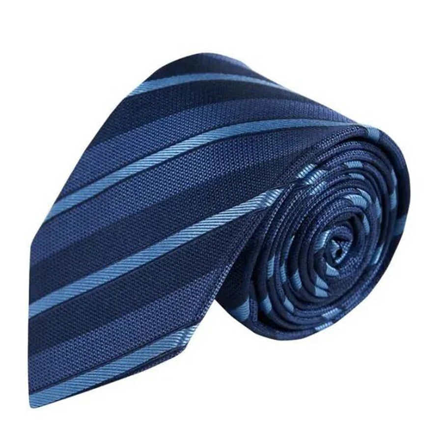 Wensli Lulutong Striped Silk Tie | Navy Yarn - Dyed Jacquard | Executive Neckwear - Yomkey