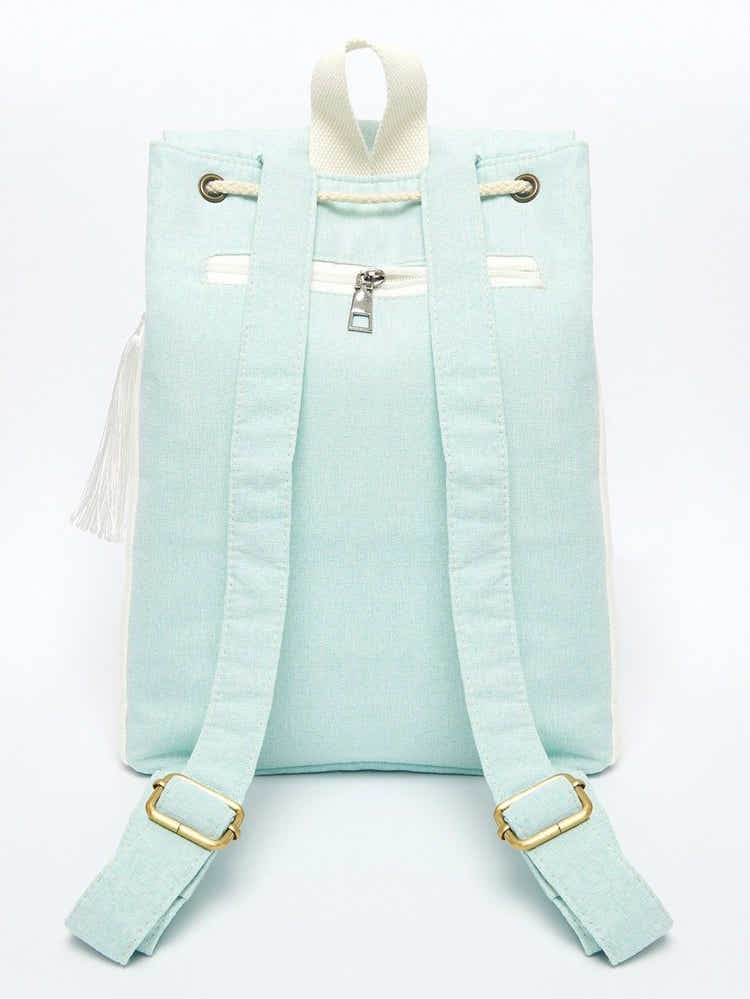 Yomkey Elegant Orchid Embroidered Linen Daypack | Eco-Friendly Backpack - Yomkey
