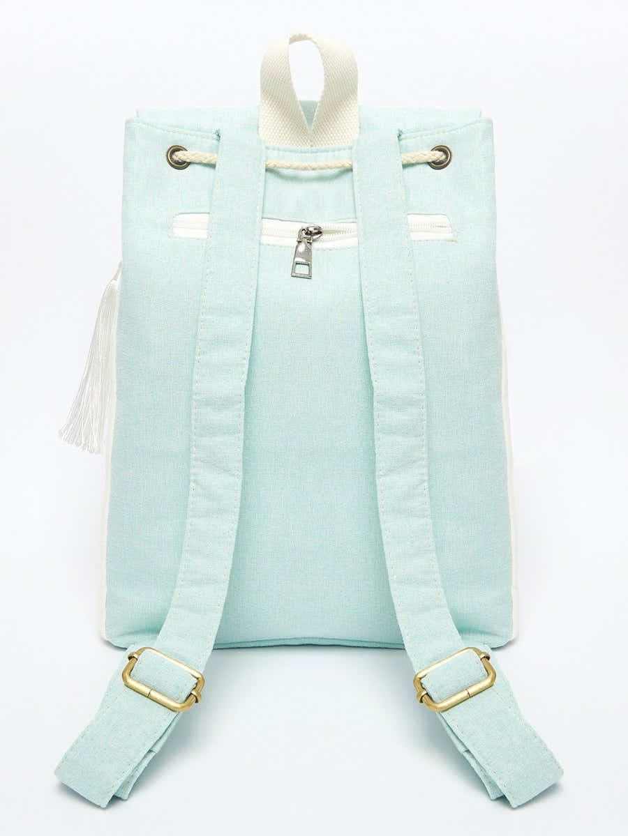 Yomkey Elegant Orchid Embroidered Linen Daypack | Eco-Friendly Backpack - Yomkey