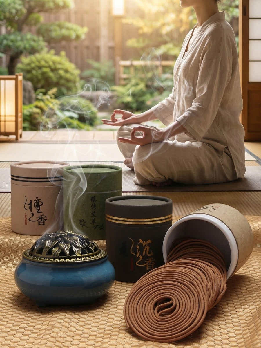 Yomkey Natural Chinese Coil Incense - 7 Scents Zen Meditation Aromatherapy Set - Yomkey