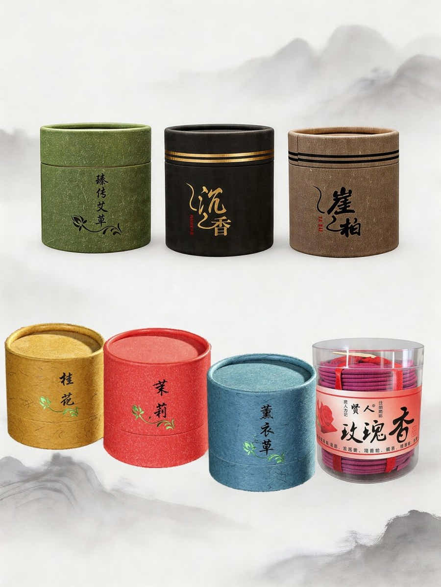 Yomkey Natural Chinese Coil Incense - 7 Scents Zen Meditation Aromatherapy Set - Yomkey