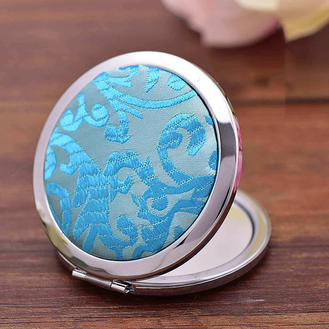 Elegant Sichuan Brocade Flip Compact Mirror – Timeless Beauty at Your Fingertips