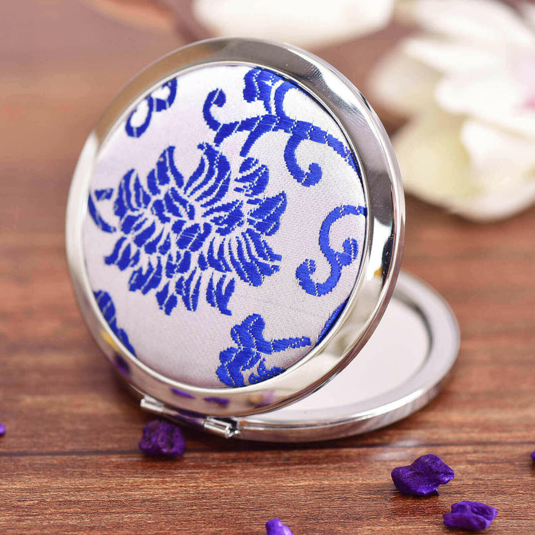 Elegant Sichuan Brocade Flip Compact Mirror – Timeless Beauty at Your Fingertips