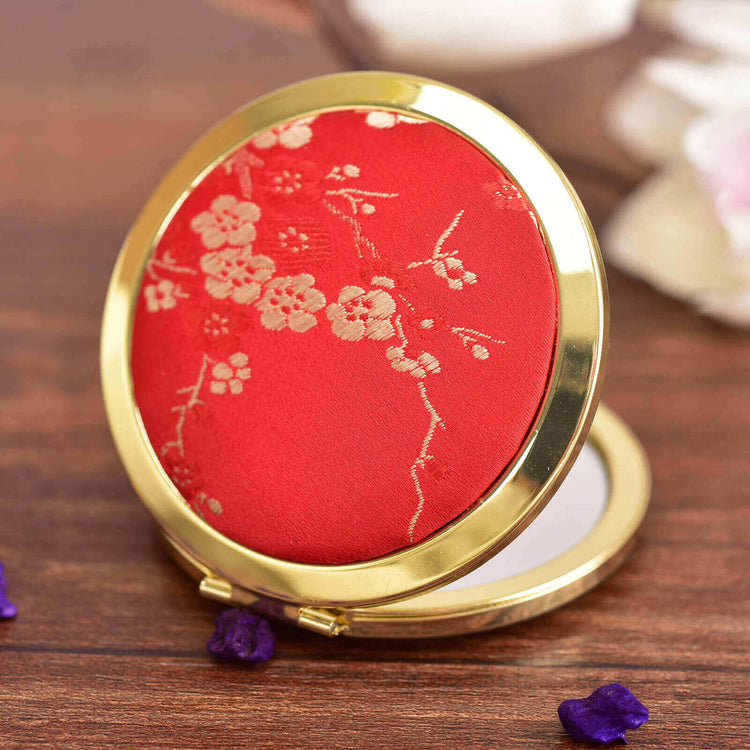 Elegant Sichuan Brocade Flip Compact Mirror – Timeless Beauty at Your Fingertips