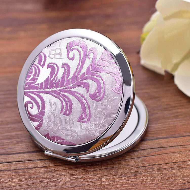 Elegant Sichuan Brocade Flip Compact Mirror – Timeless Beauty at Your Fingertips