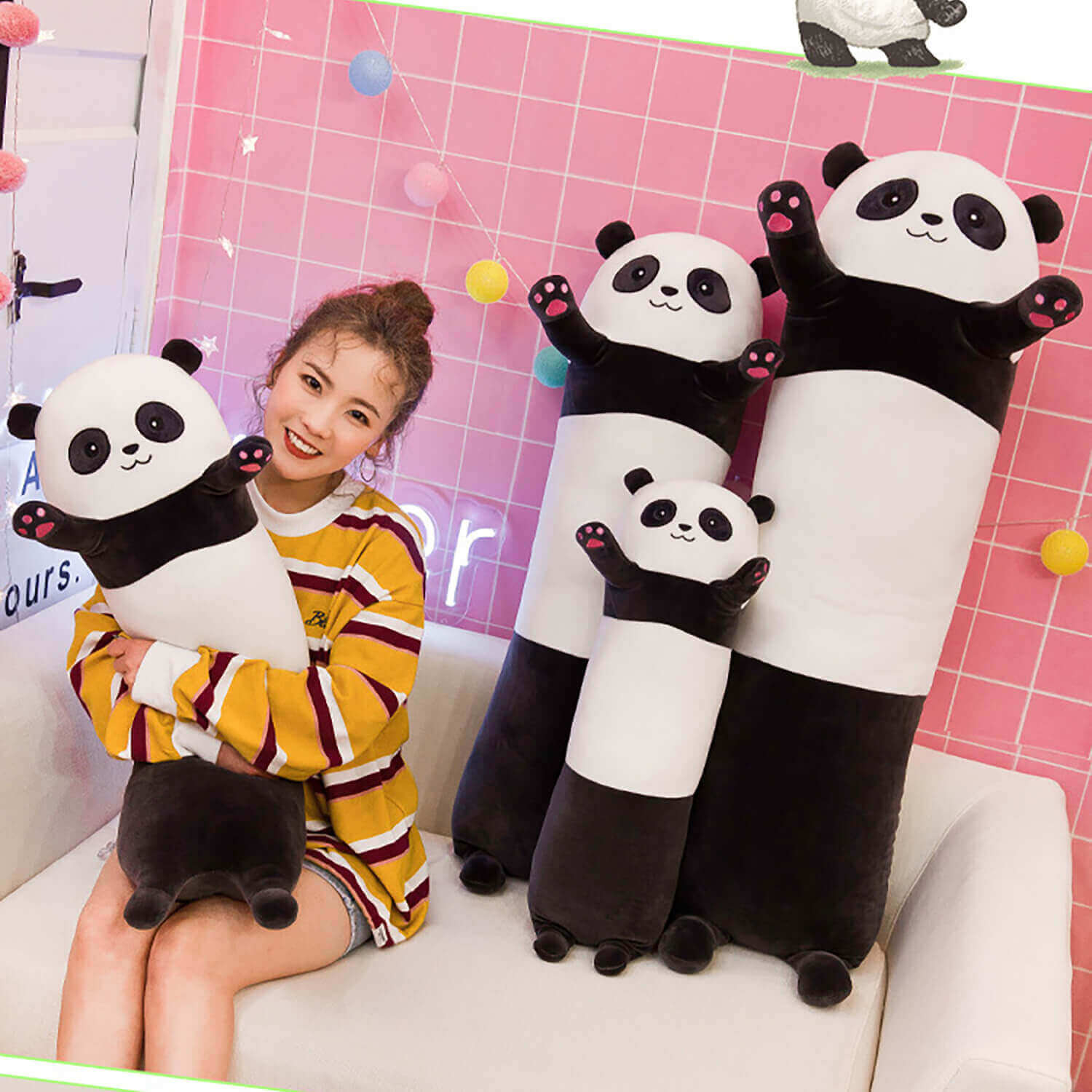 Plush PP Cotton Long Panda Pillow - The Perfect Gift for Panda Lovers