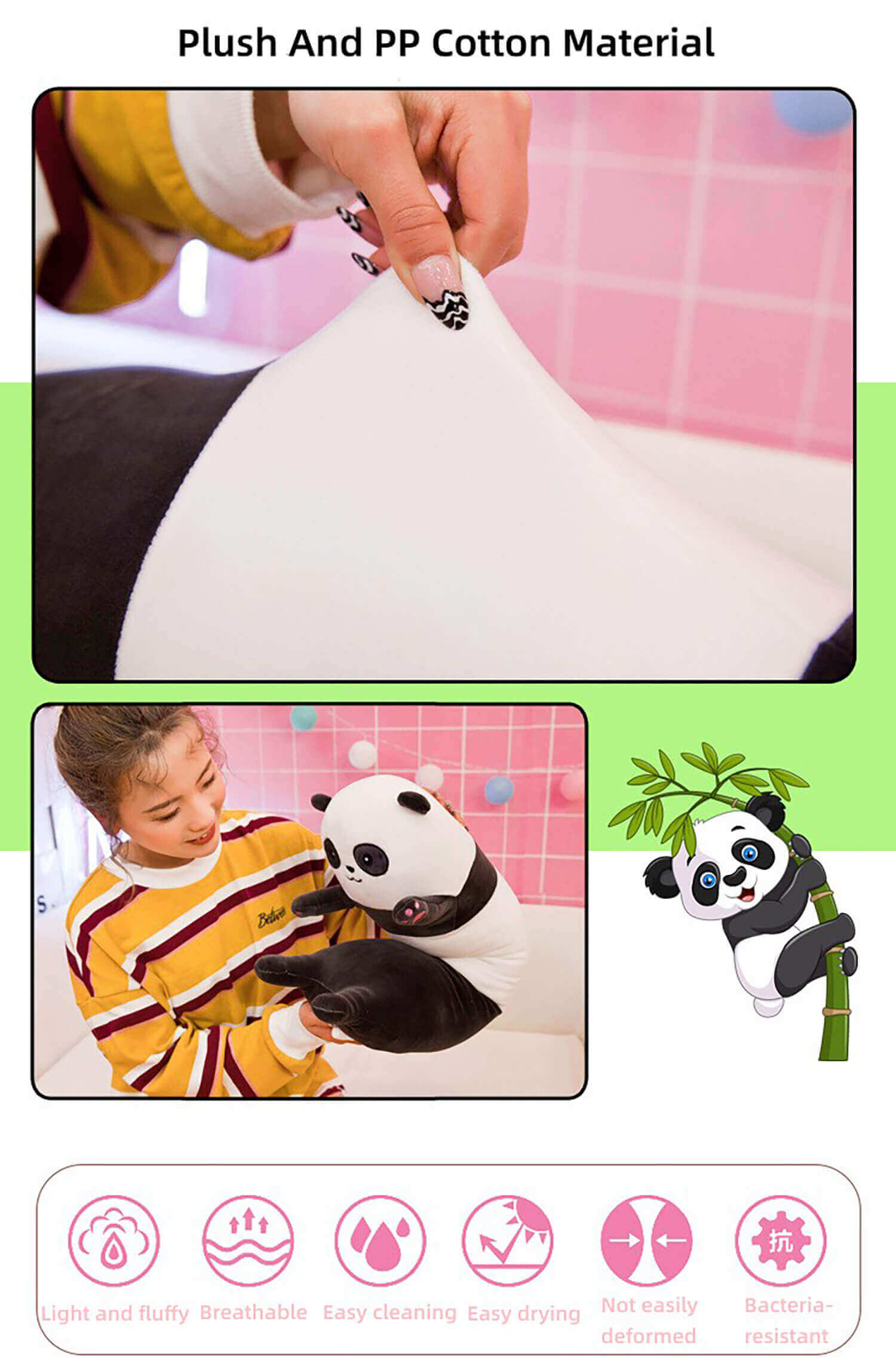 Plush PP Cotton Long Panda Pillow - The Perfect Gift for Panda Lovers