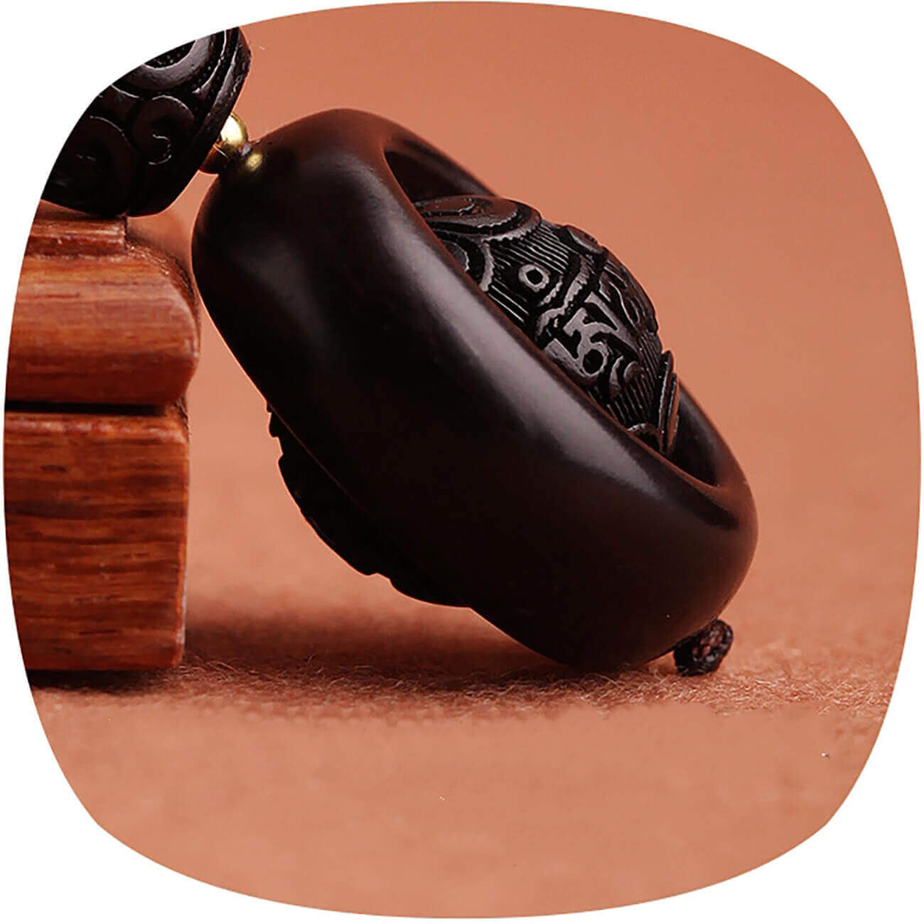 Sandalwood Fortune Bead Pendant - Spiritual Blessings & Natural Elegance