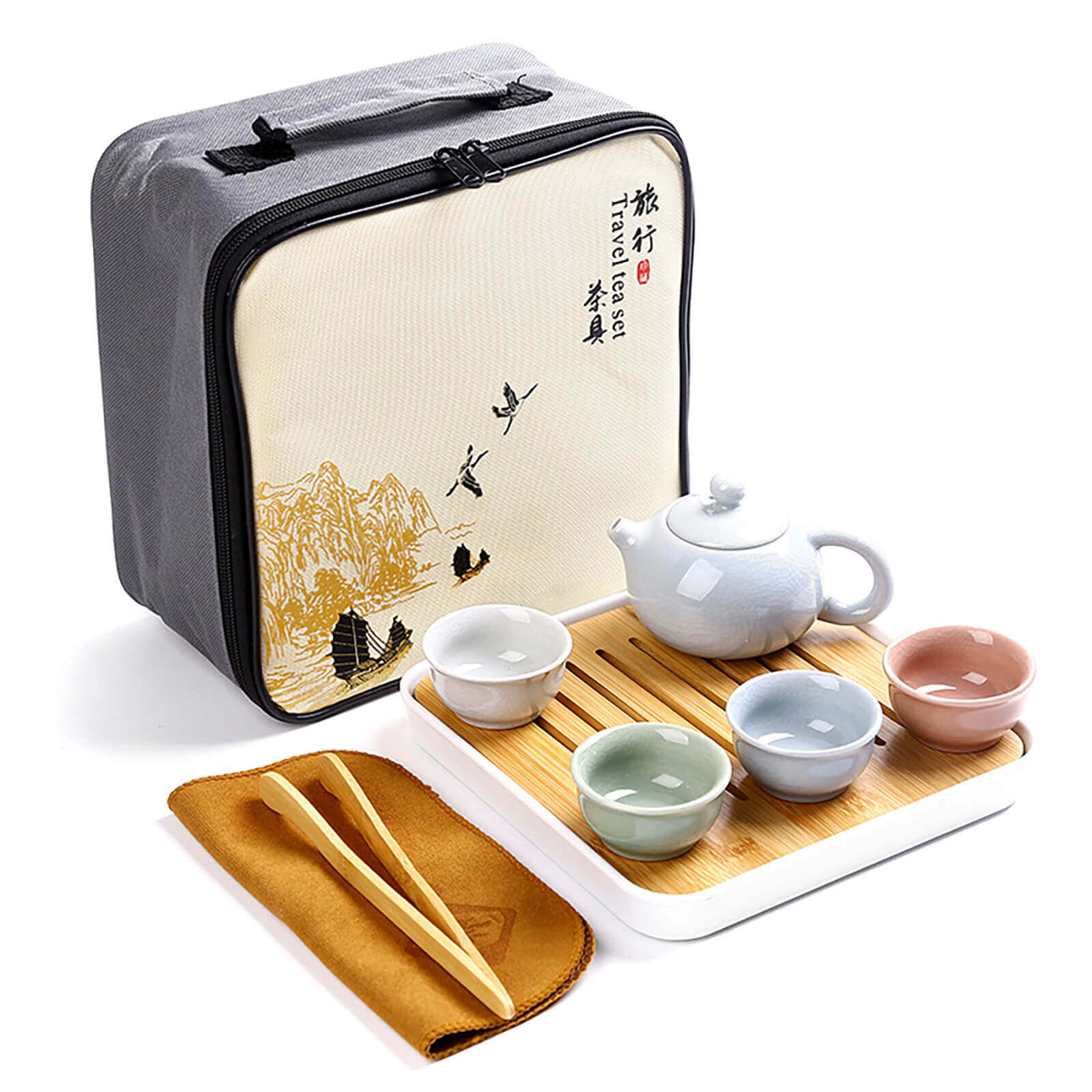 Portable Dehua Ceramic Tea Set - Elegance on the Go