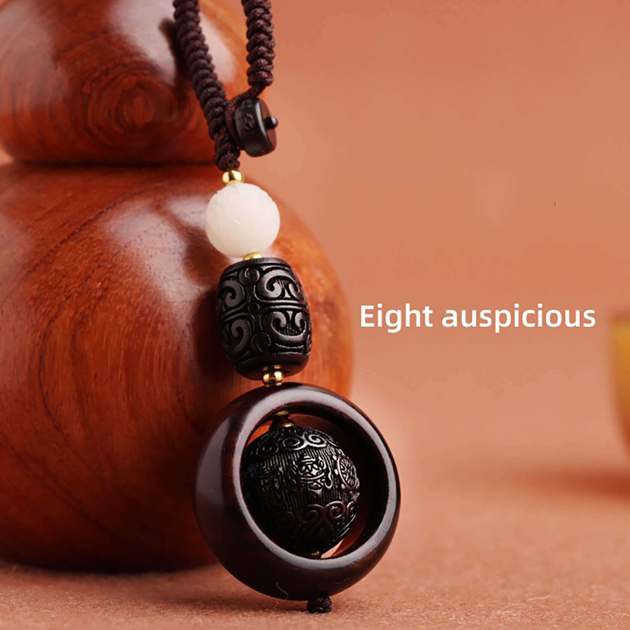 Sandalwood Fortune Bead Pendant - Spiritual Blessings & Natural Elegance