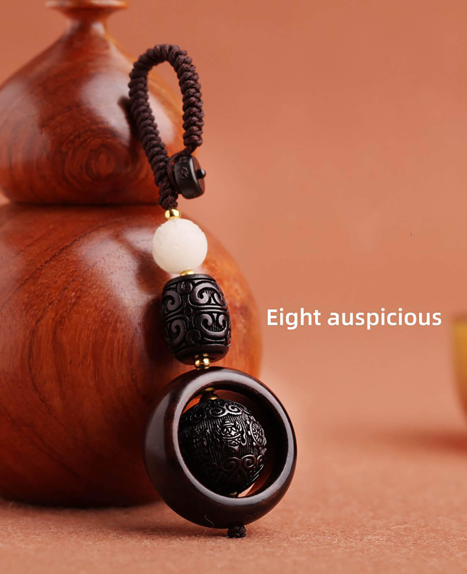 Sandalwood Fortune Bead Pendant - Spiritual Blessings & Natural Elegance