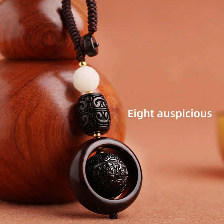 Sandalwood Fortune Bead Pendant - Spiritual Blessings & Natural Elegance