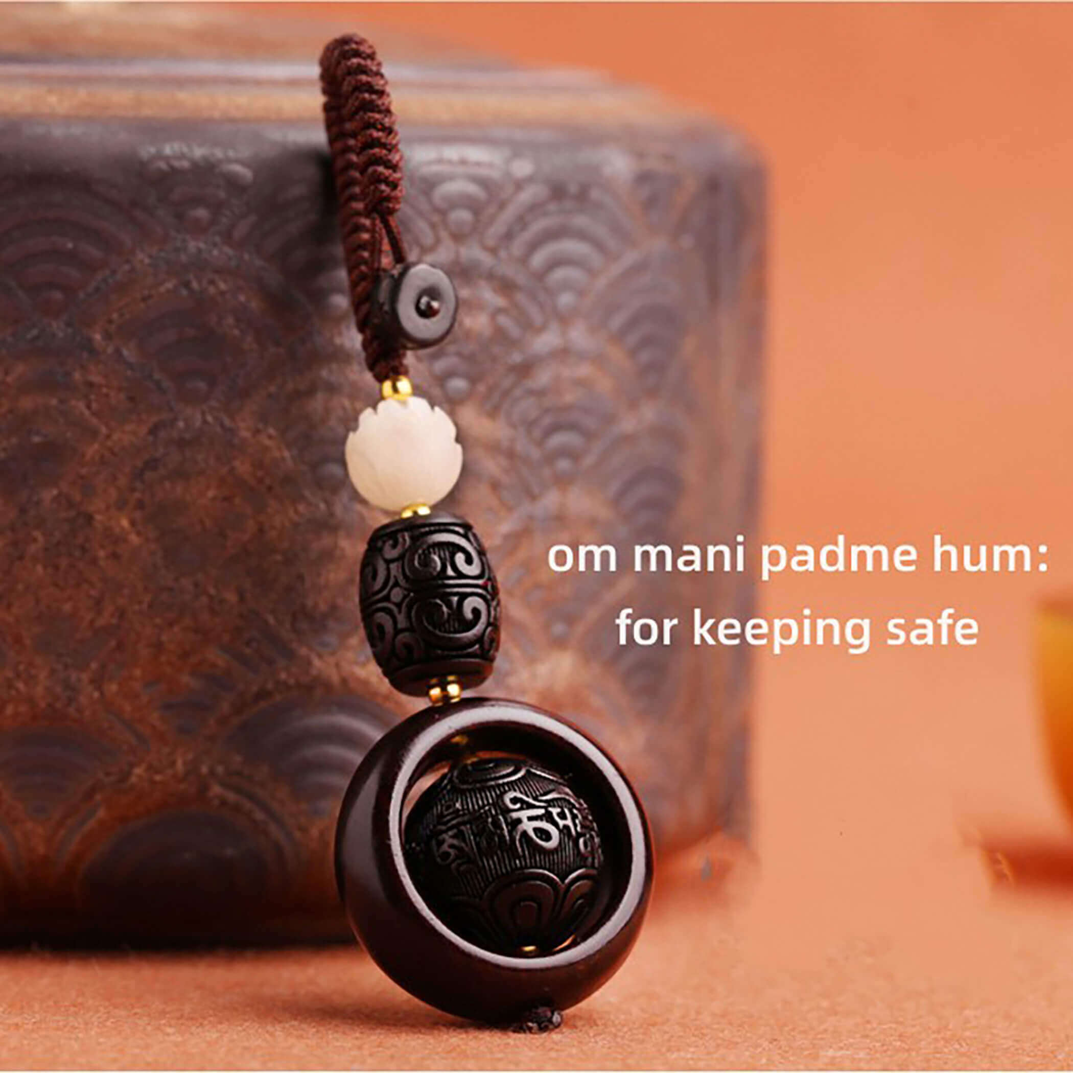 Sandalwood Fortune Bead Pendant - Spiritual Blessings & Natural Elegance