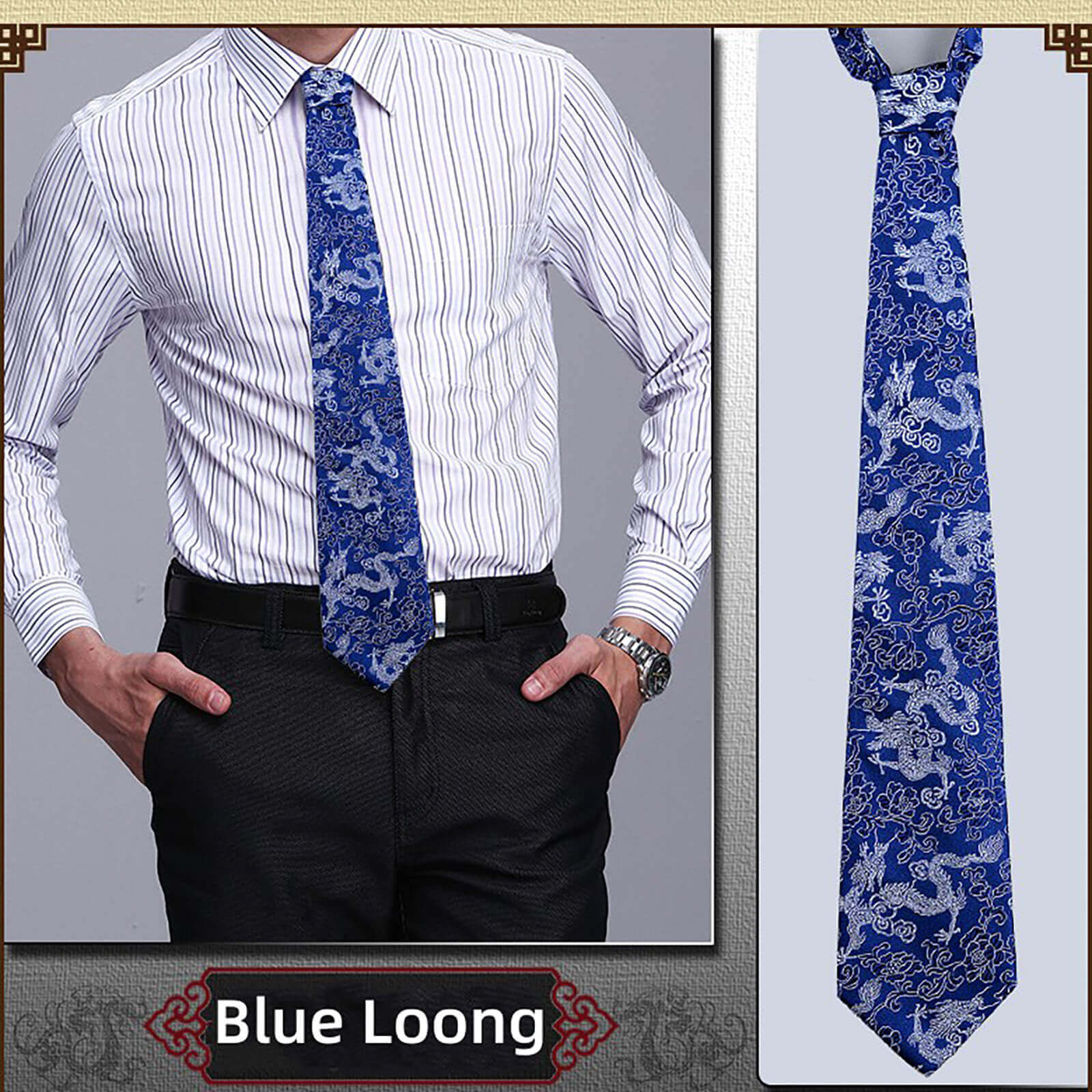 Imperial Dragon Silk Brocade Tie - Elegance with a Roar of Tradition