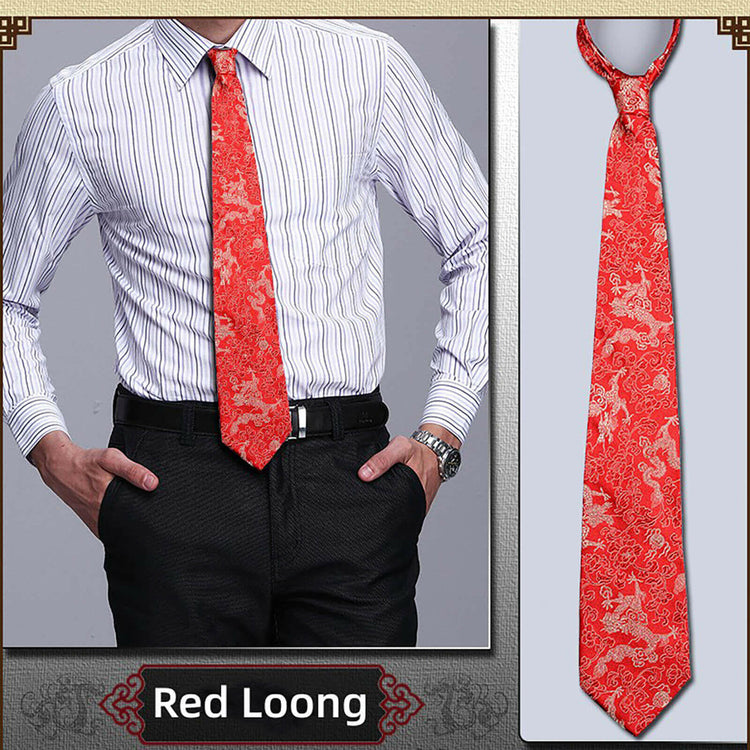 Imperial Dragon Silk Brocade Tie - Elegance with a Roar of Tradition