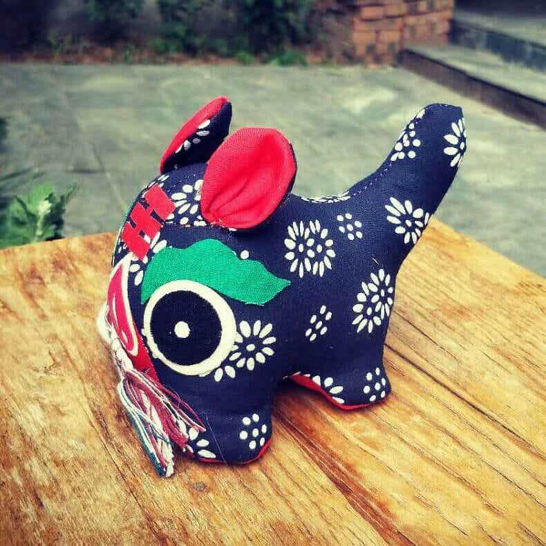 Hand - Sewn Upcycled Cloth Tiger Guardian Doll – Eco - Luxe Protection Talisman - Yomkey