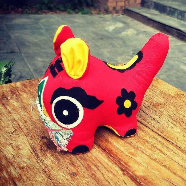 Hand - Sewn Upcycled Cloth Tiger Guardian Doll – Eco - Luxe Protection Talisman - Yomkey