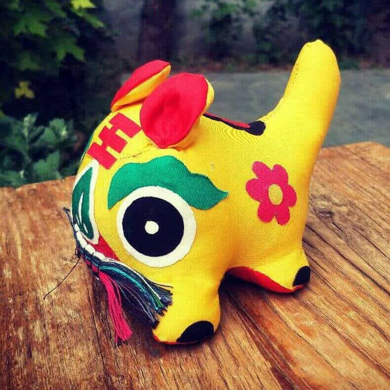 Hand - Sewn Upcycled Cloth Tiger Guardian Doll – Eco - Luxe Protection Talisman - Yomkey