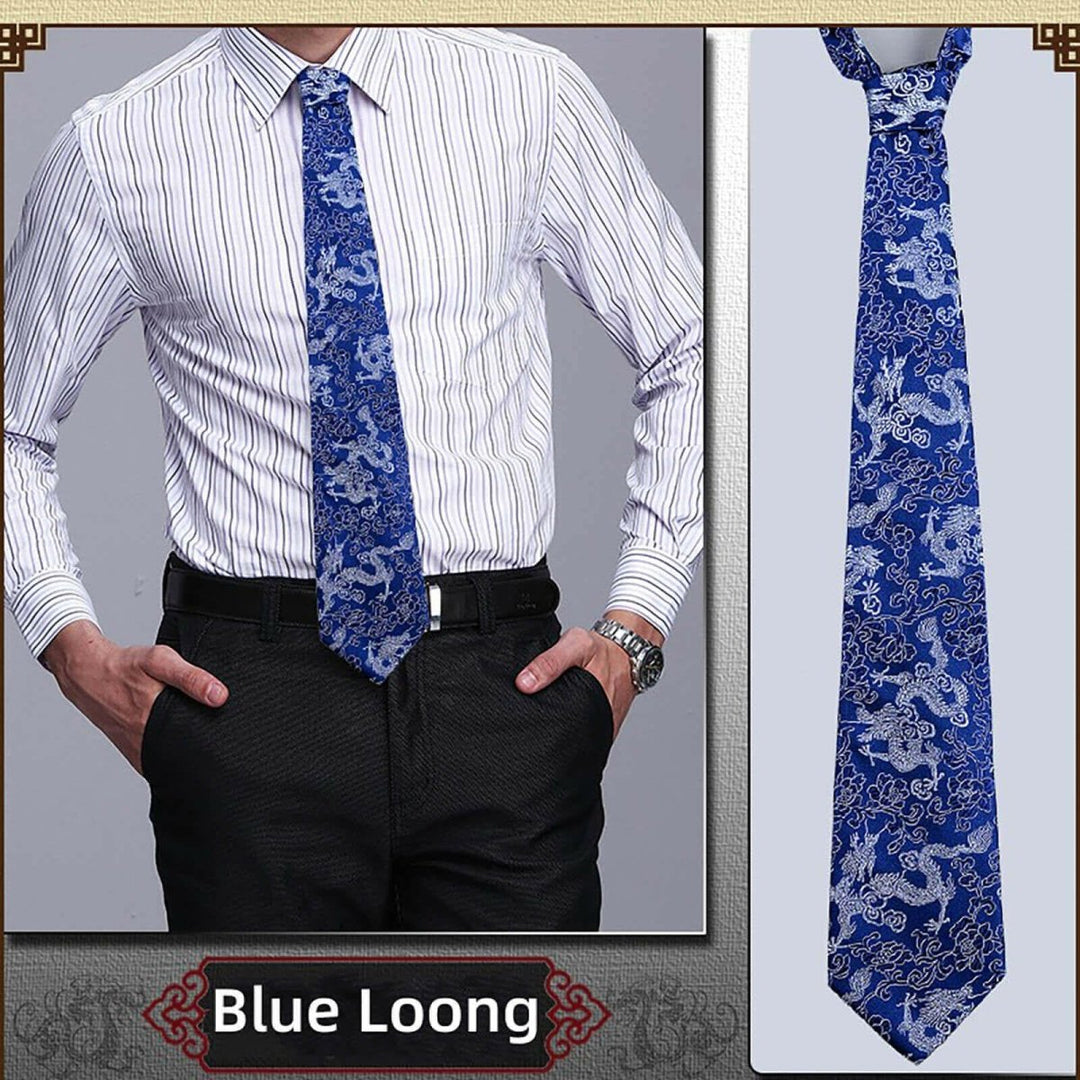 Imperial Loong Silk Brocade Tie - Elegance with a Roar of Tradition - Yomkey