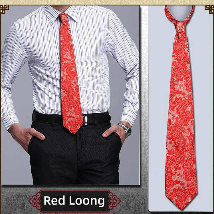 Imperial Loong Silk Brocade Tie - Elegance with a Roar of Tradition - Yomkey