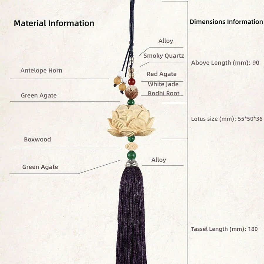 Master - Crafted Boxwood Lotus Car Hanging - Serenity in Motion - Yomkey