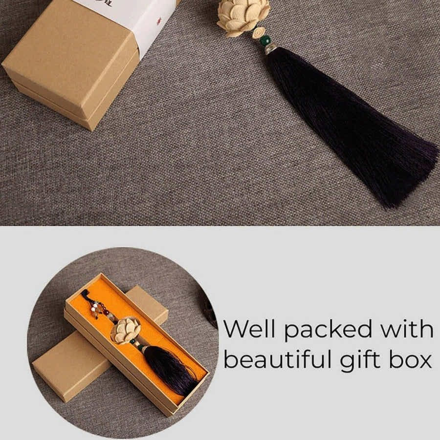 Master - Crafted Boxwood Lotus Car Hanging - Serenity in Motion - Yomkey