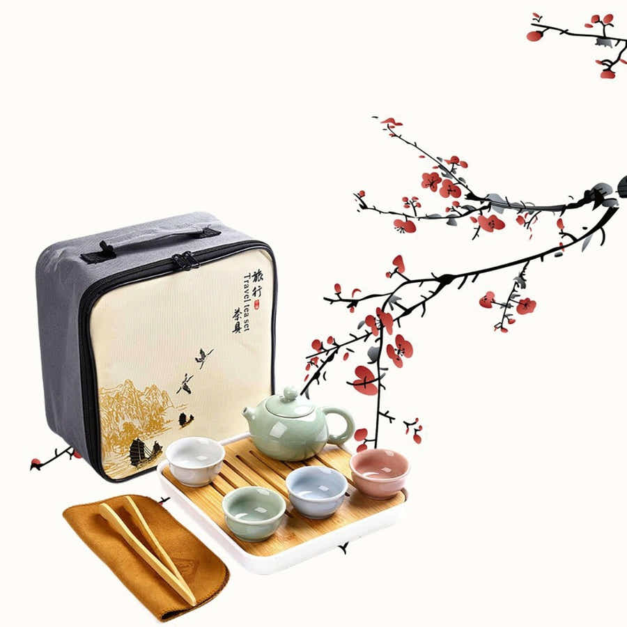 Portable Dehua Ceramic Tea Set - Elegance on the Go - Yomkey