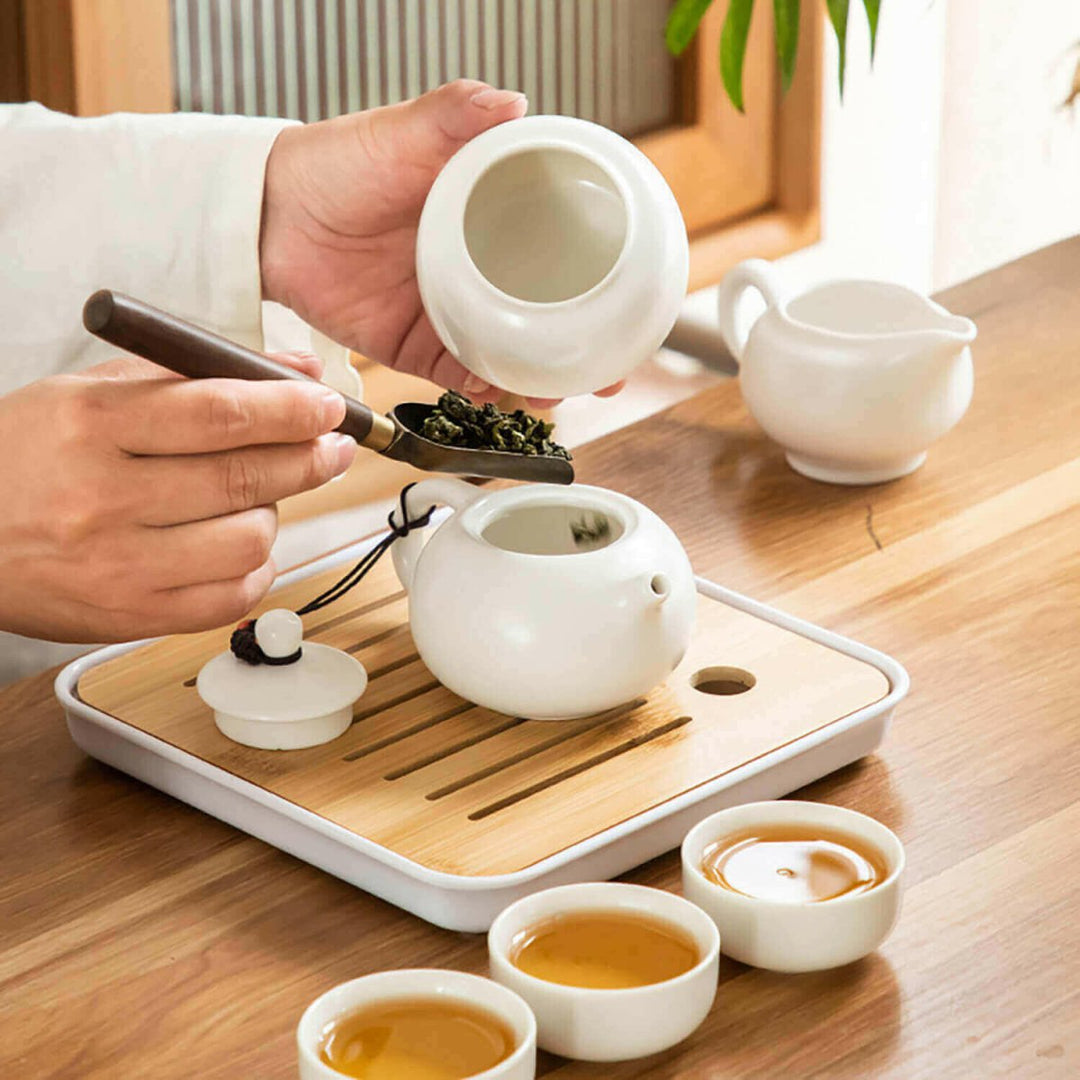 Portable Dehua Ceramic Tea Set - Elegance on the Go - Yomkey