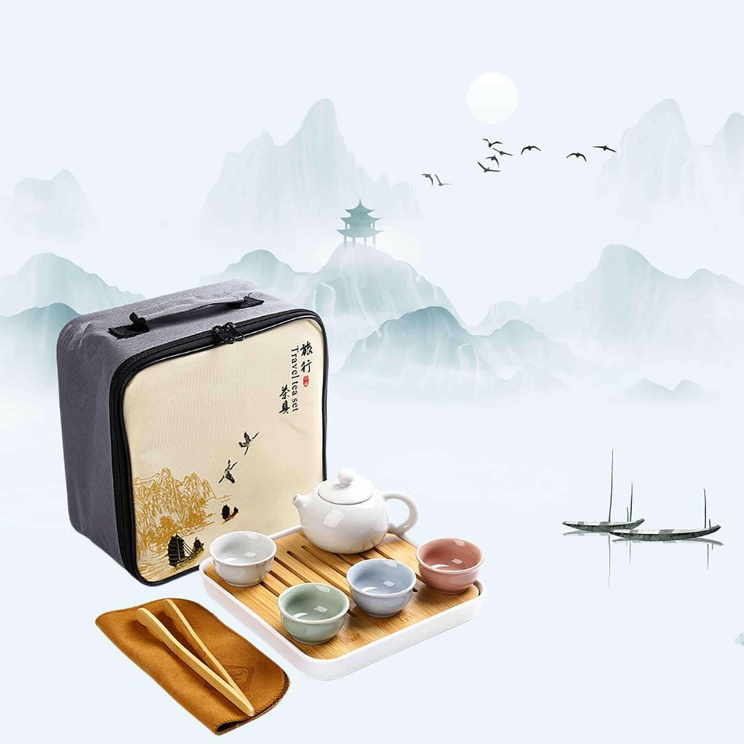 Portable Dehua Ceramic Tea Set - Elegance on the Go - Yomkey
