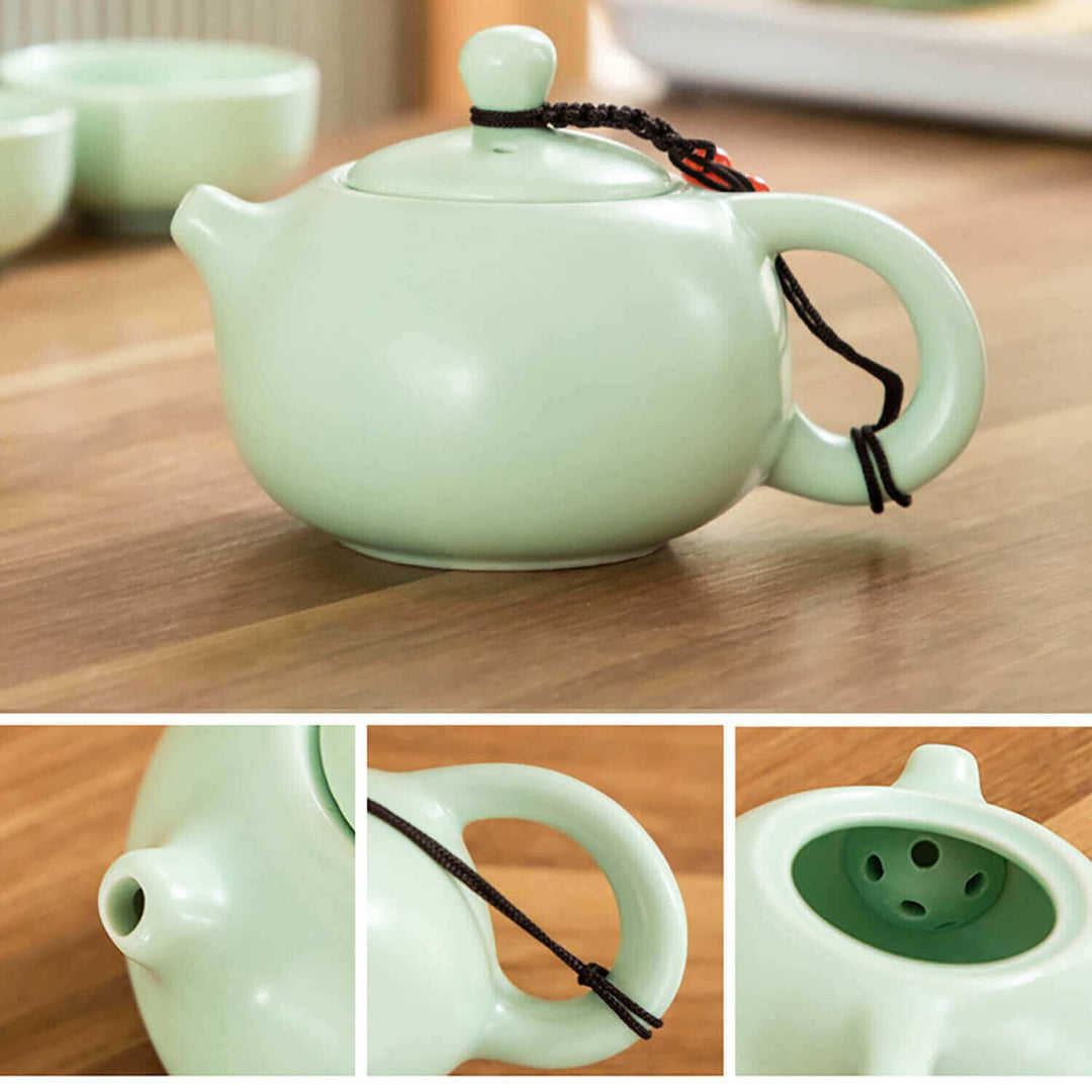 Portable Dehua Ceramic Tea Set - Elegance on the Go - Yomkey